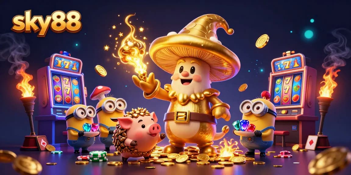 Engage in the sky88 slots experience with a magical golden wizard and treasure-hunting elements.