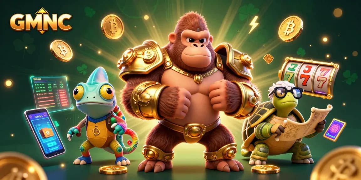 Experience the thrilling GMNC casino adventure with vibrant elements and dynamic characters.