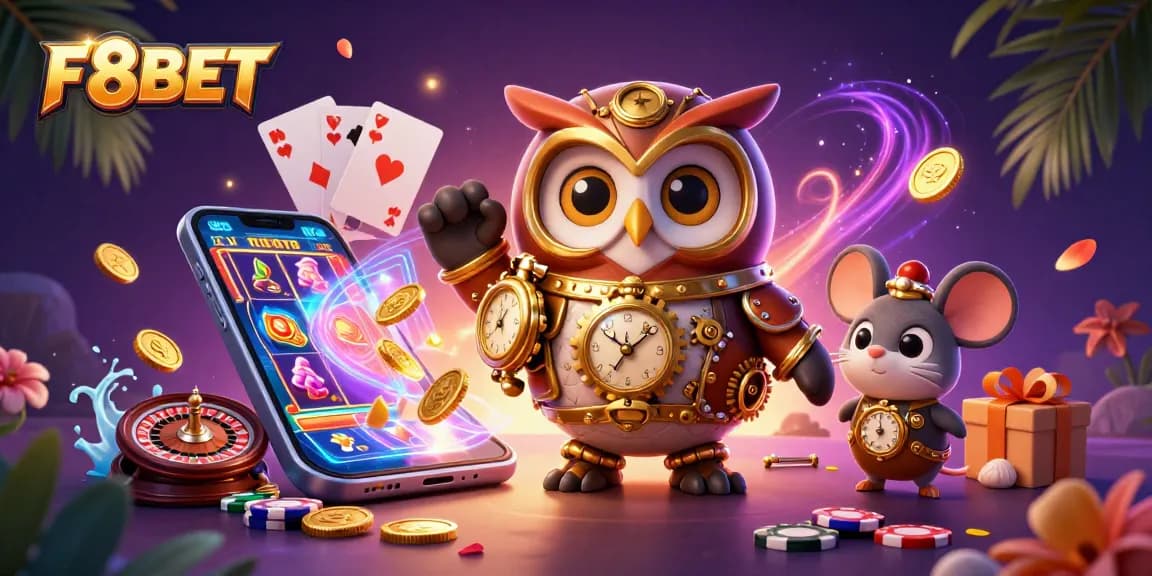Experience exciting gameplay at F8BET with vibrant slot games, golden coins, and fun casino elements.