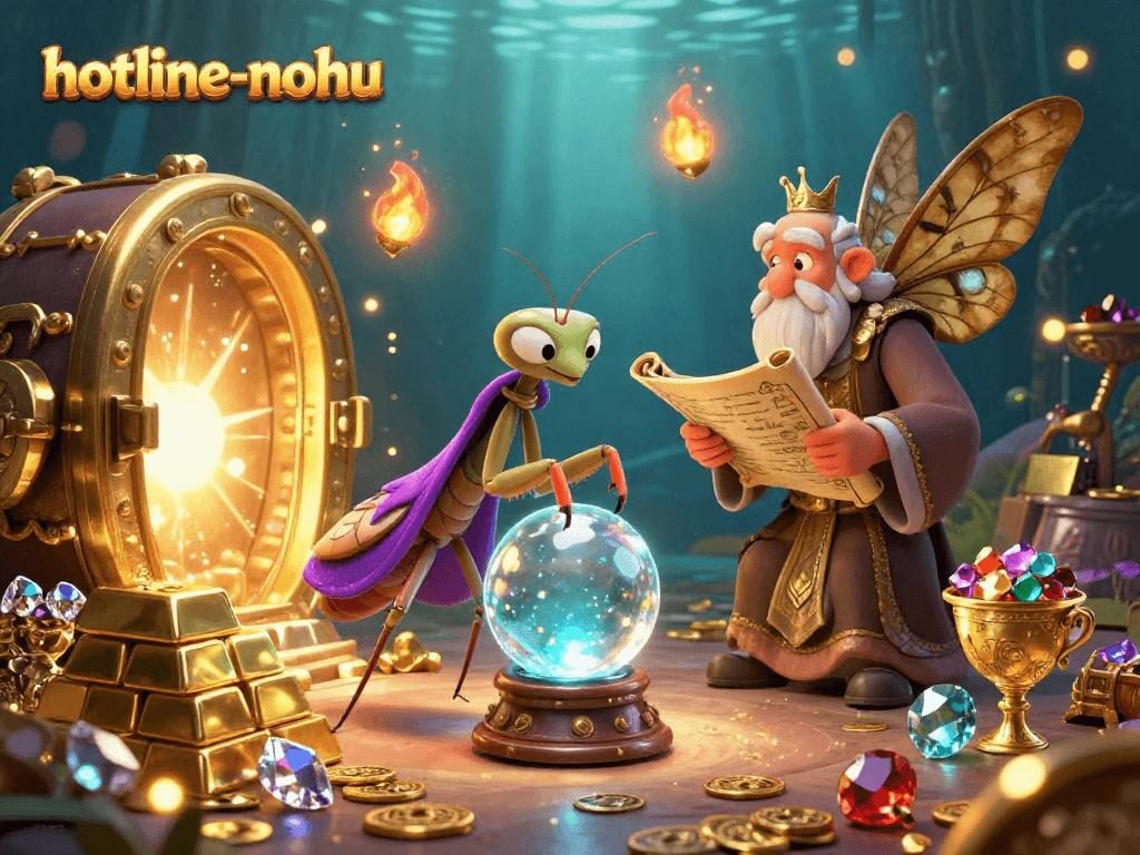 Experience the thrilling action of hotline-nohu with a dynamic scene of fortune tellers and treasures.