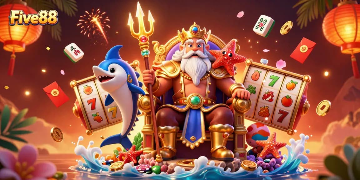 Engage with Five88's thrilling casino experience featuring vibrant characters and dynamic slot game elements.
