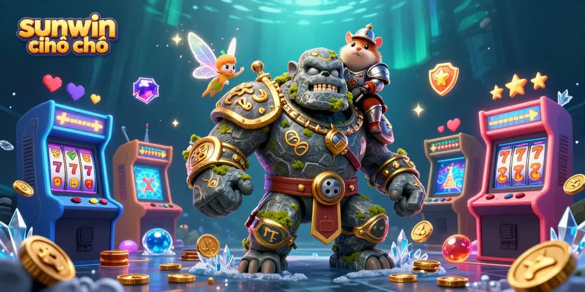 Experience magic and adventure with sunwin chính chủ featuring the golem guardian and gaming elements.