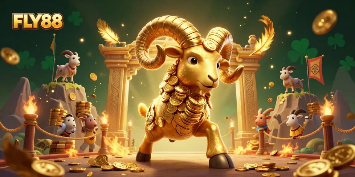 Experience the vibrant gameplay of FLY88 with intricately designed golden elements and action-packed casino features.