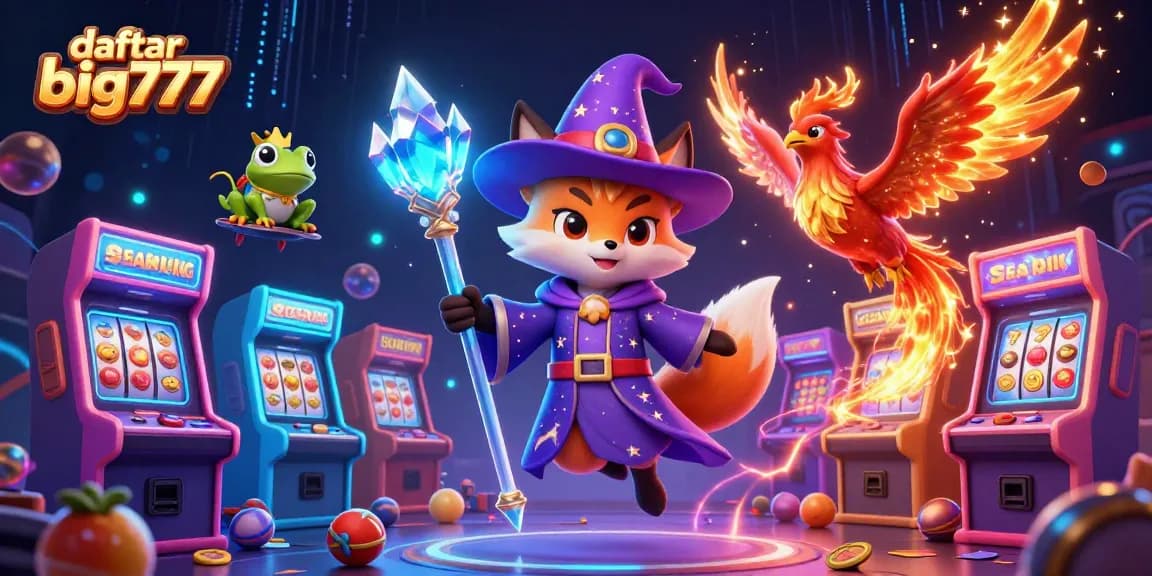 Play slots with excitement at daftar big777 featuring a wizard fox and dynamic gaming elements.