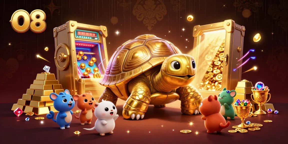 Engage with O8's thrilling casino adventures in an ultra-detailed 3D illustration.