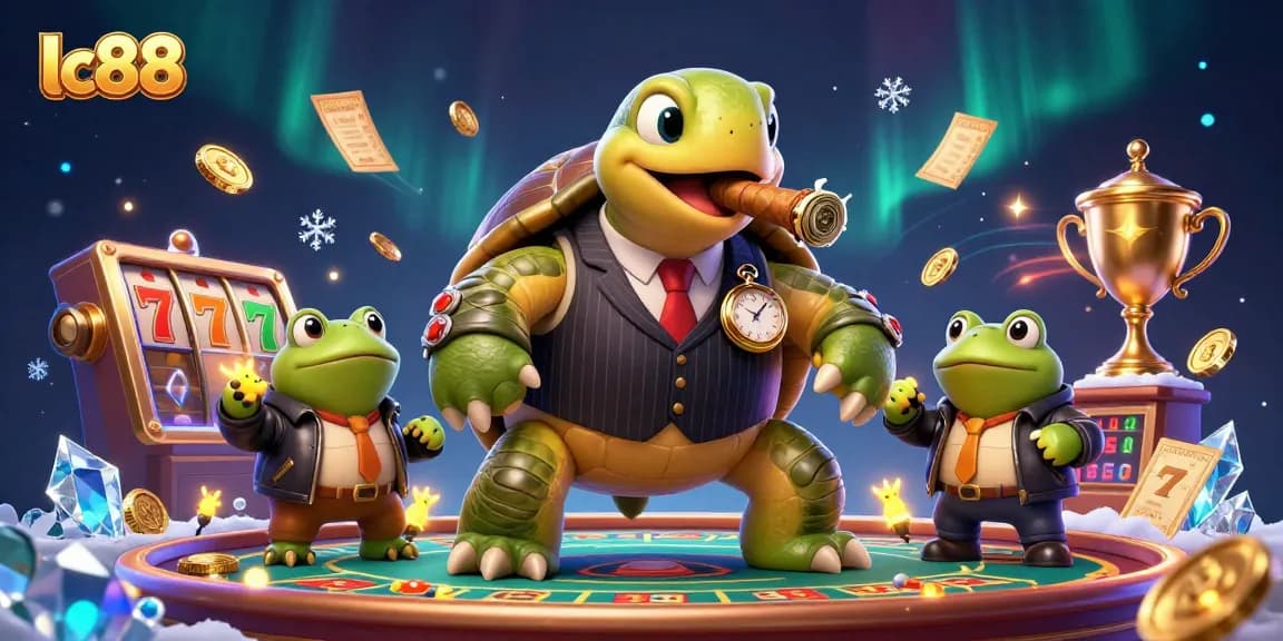 Win big at lc88 with a vibrant 3D casino scene featuring dynamic slot machines and charismatic characters.