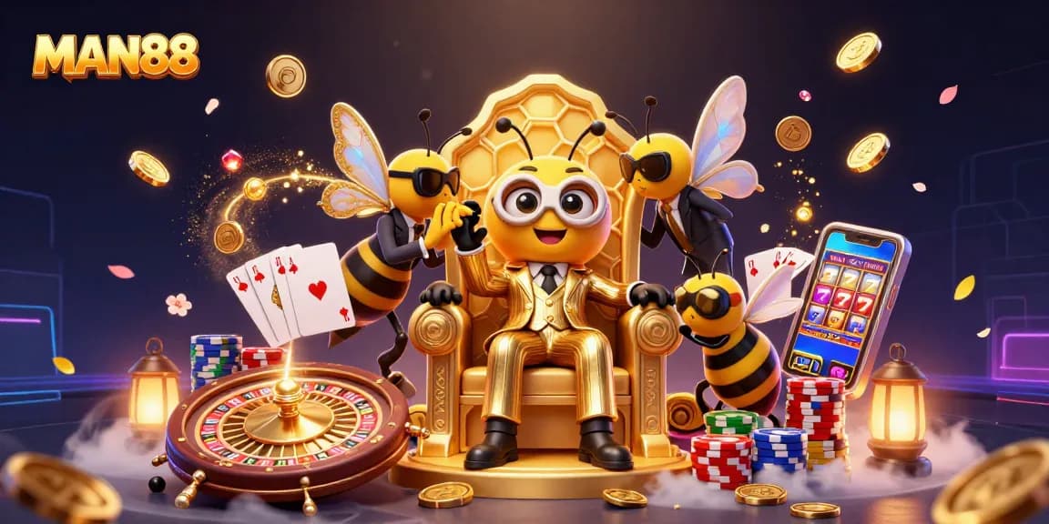 Experience thrilling gaming with MAN88 in this vibrant, dynamic casino scene.