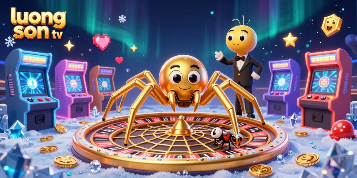 Experience thrills with luong son tv as the golden spider spins its roulette web in a vibrant casino scene.