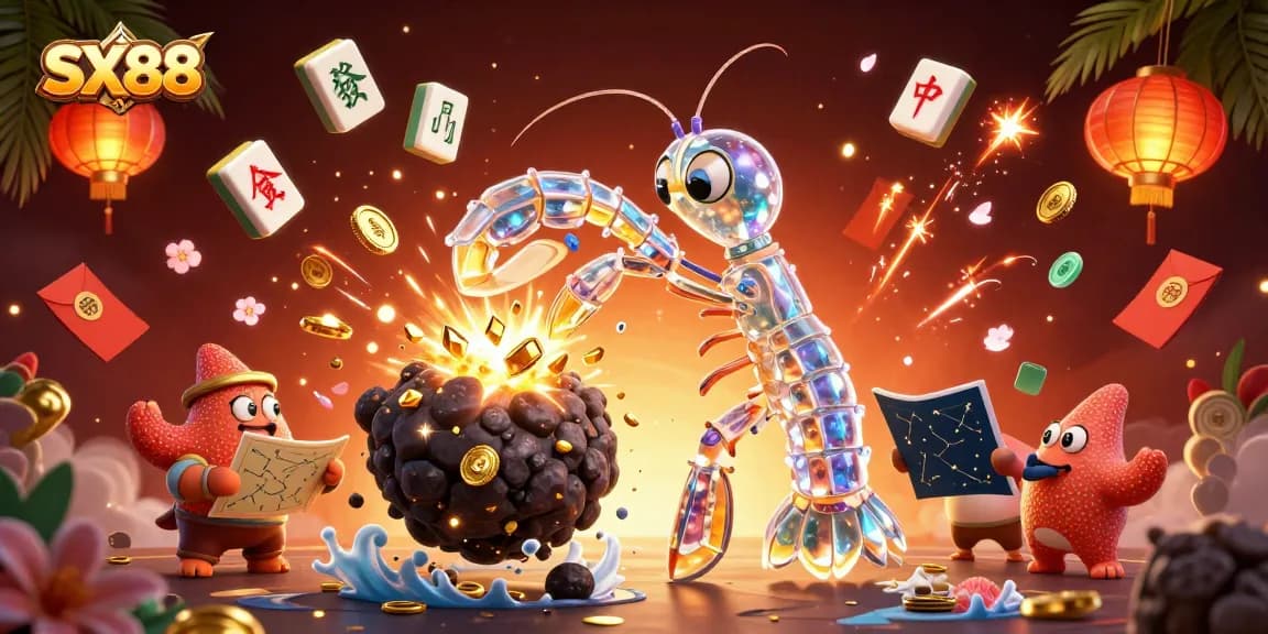 SX88 players engage in thrilling casino action with colorful gems and fireworks in a vibrant setting.