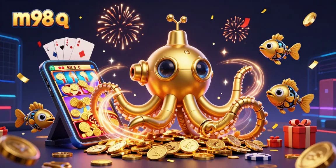 Play m98 q with enthusiasm in an engaging casino-themed 3D illustration of a kraken submarine.