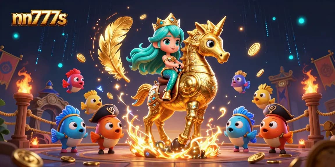 Enjoy thrilling gameplay with nn777s in a colorful underwater casino scene featuring a mermaid princess and adventurous fish.