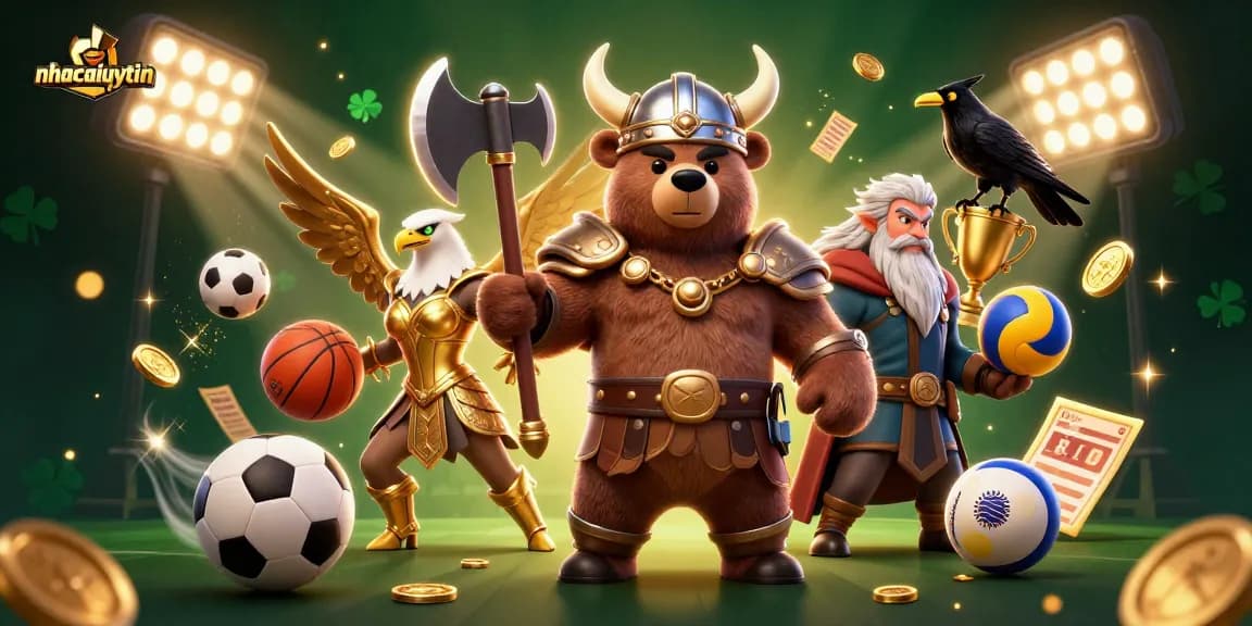 Enhance your bets at nhacaiuytin with vibrant 3D illustration showcasing dynamic sports elements and engaging characters.