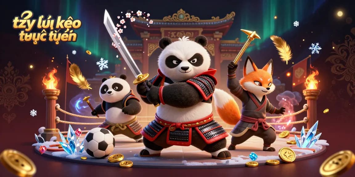 Bet on tỷ lệ kèo trực tuyến with our stunning sports-themed illustration featuring energetic characters and casino elements.