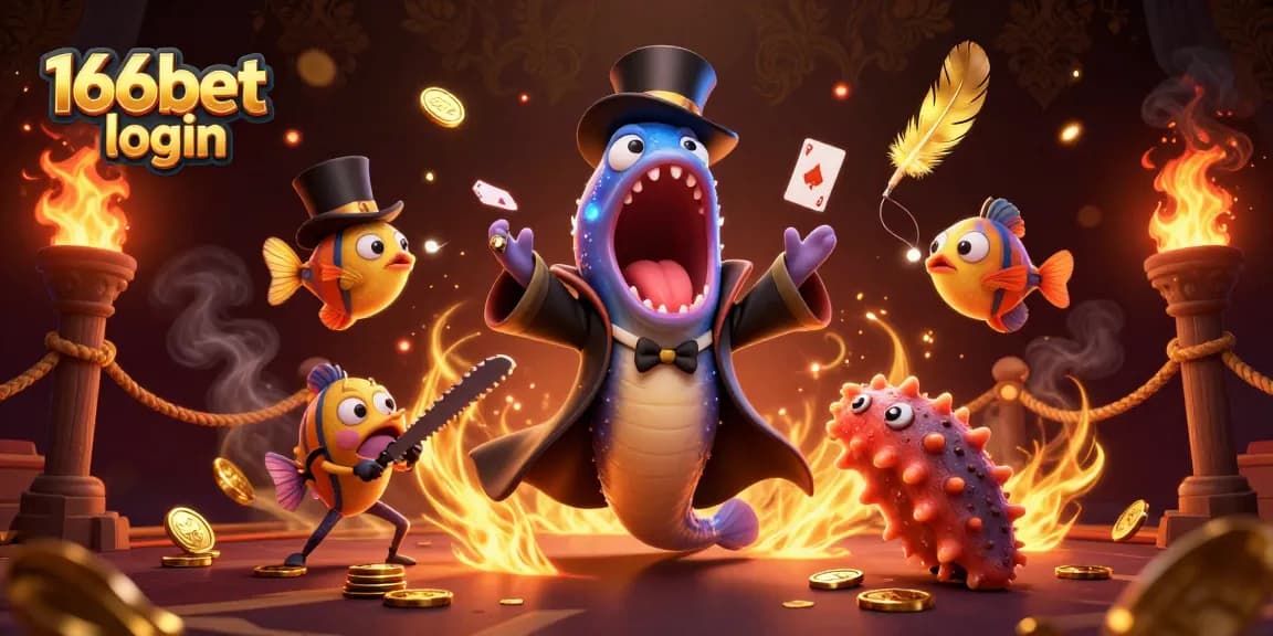 Experience the excitement of 166bet login as the deep-sea characters perform magical games in a vibrant casino.