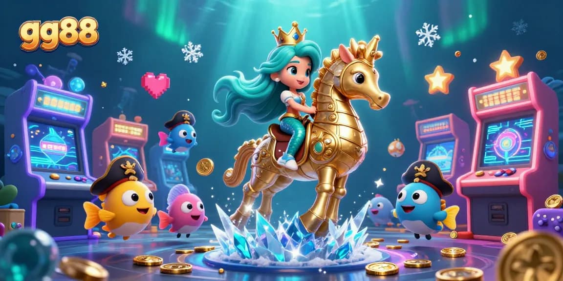 Engage in exhilarating gameplay with gg88 as a mermaid princess explores a vibrant underwater casino scene.