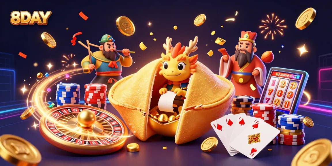 Experience winning thrills at 8DAY with dynamic gaming elements and vibrant casino visuals.