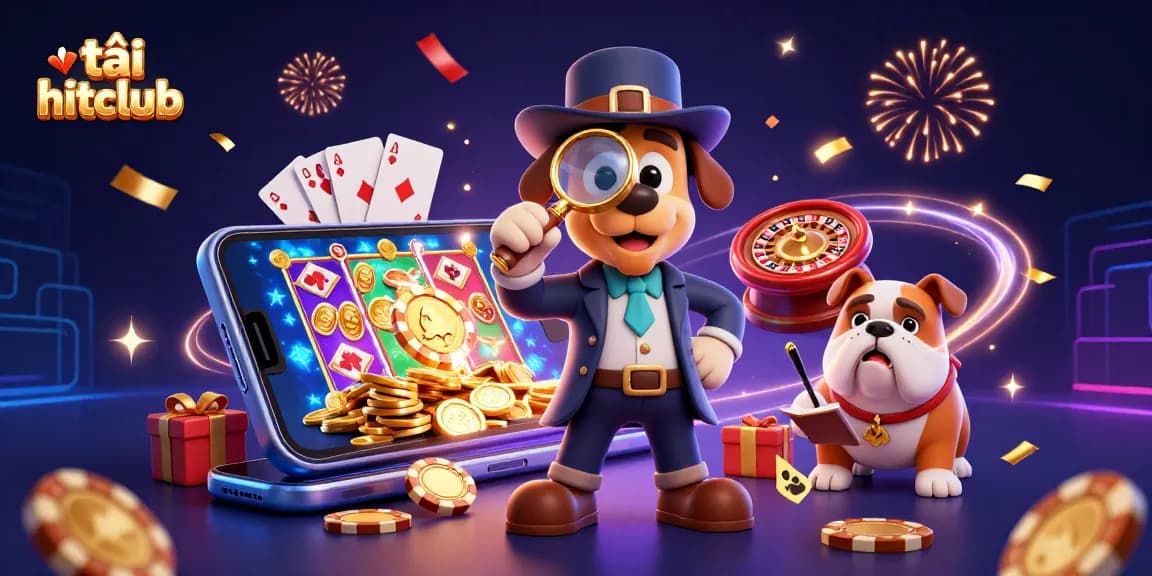 Experience fun with tải hitclub as the detective finds poker clues amidst vibrant casino elements.