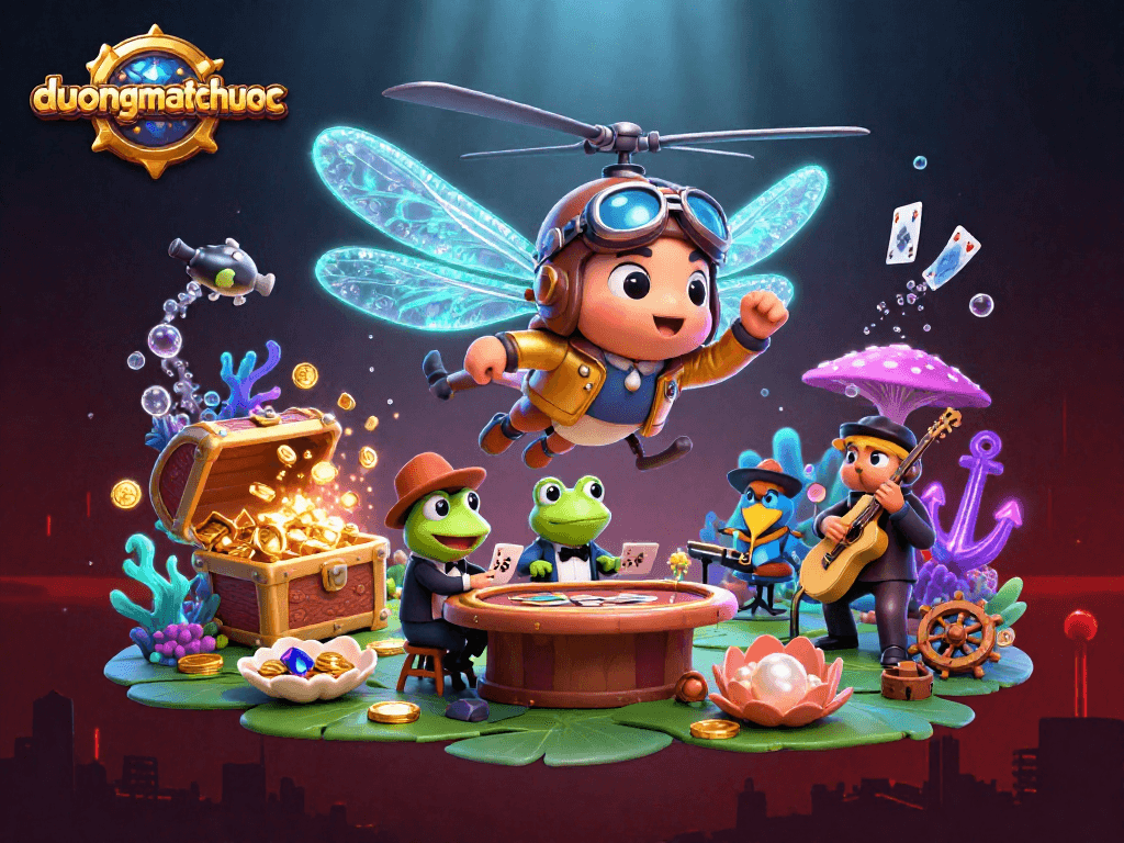 Experience the thrill of duongmatchuoc with a vibrant scene featuring unique characters in a dynamic casino atmosphere.
