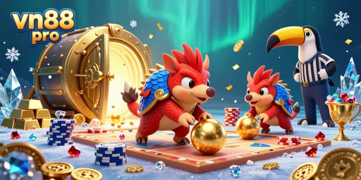 Experience thrilling gameplay at vn88 pro with vibrant pangolins battling in a casino gamer arena.