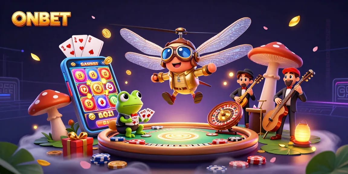 Engage with ONBET's vibrant casino experience featuring dynamic characters and exciting game elements.
