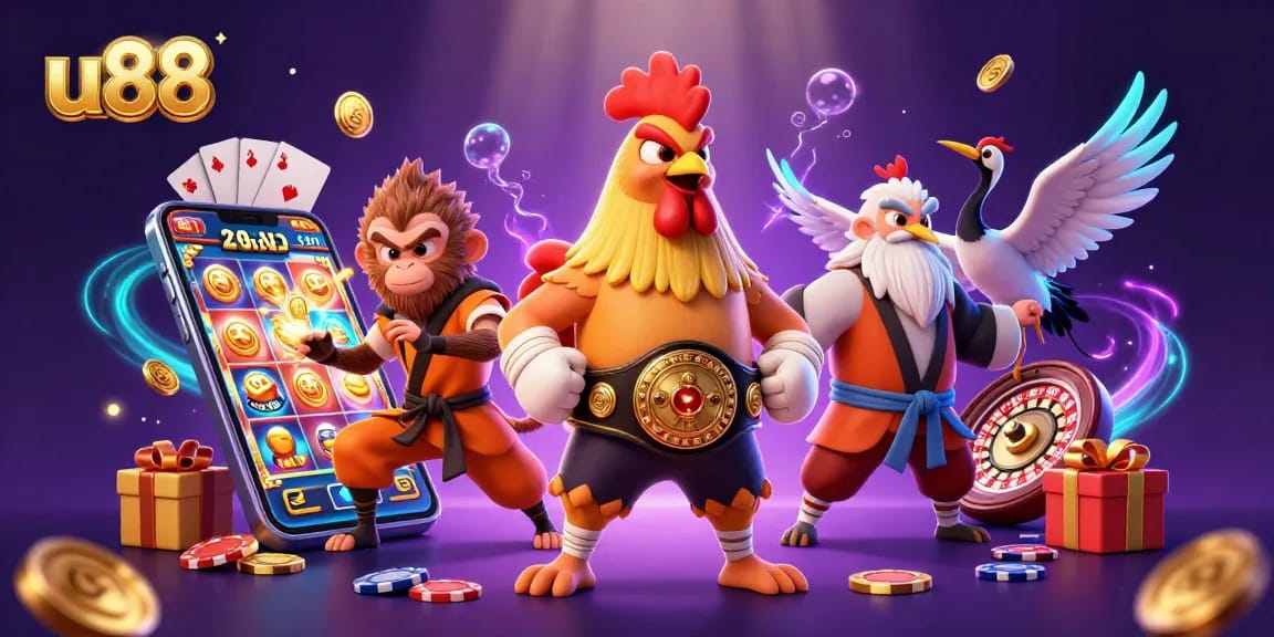 Experience thrilling gaming with u88 featuring dynamic characters in an engaging casino scene.