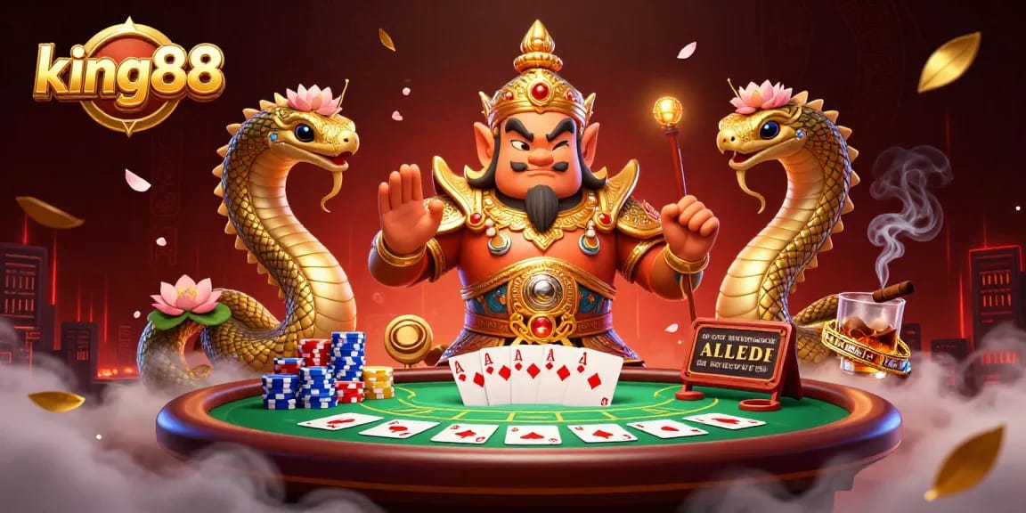 Experience thrilling poker action at king88 with vibrant characters and dynamic casino elements.