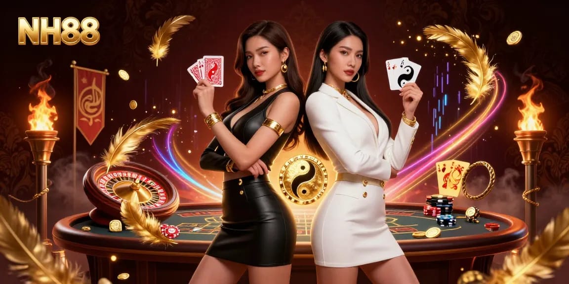Experience NH88's thrilling live casino with stunning dual dealers showcasing exciting gameplay.