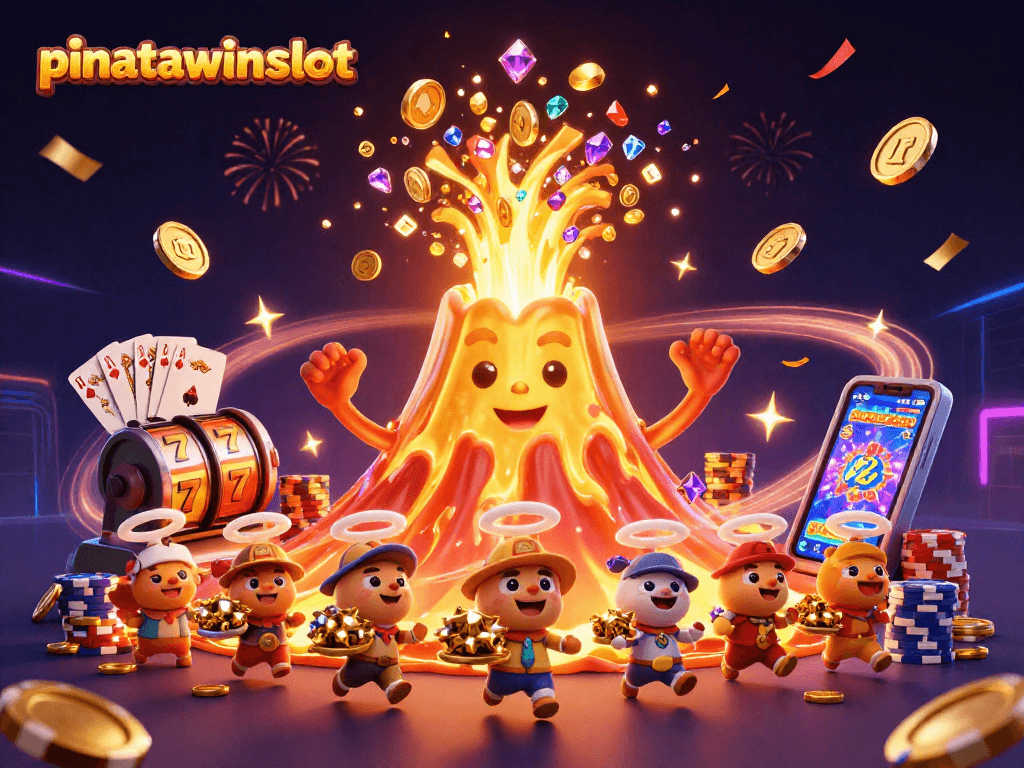 Experience the excitement with pinatawinsslot as golden treasures erupt from a vibrant volcano.