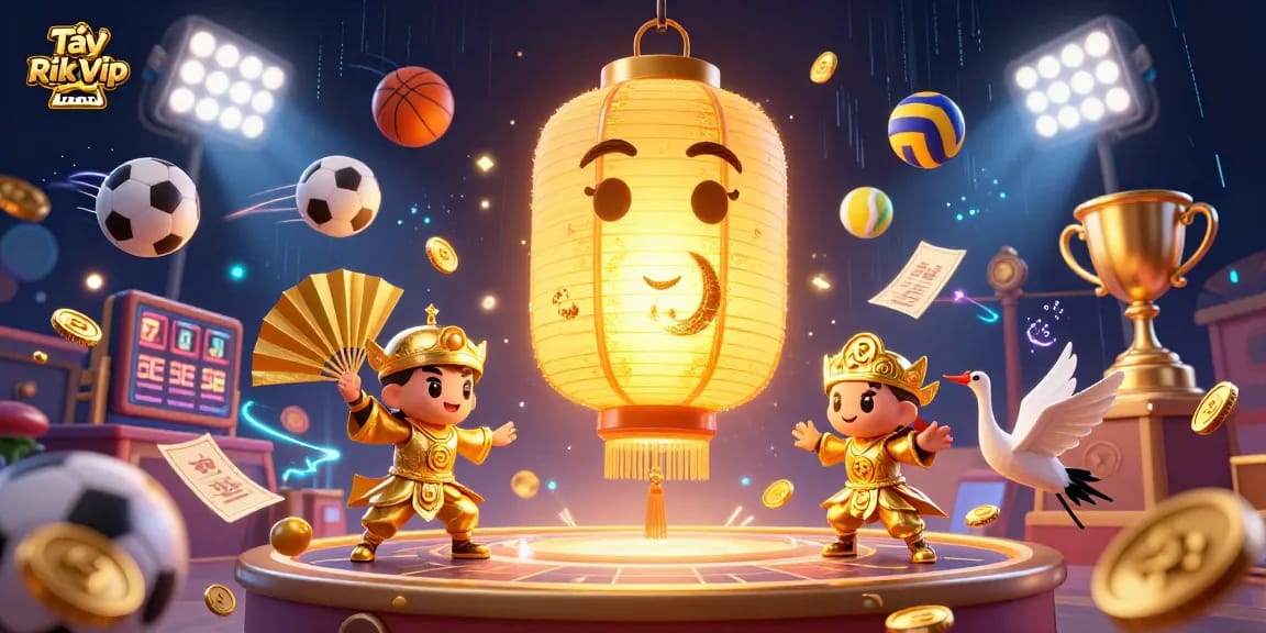 Tải Rik Vip - Join the excitement of dynamic betting with golden elements in a lively casino scene.