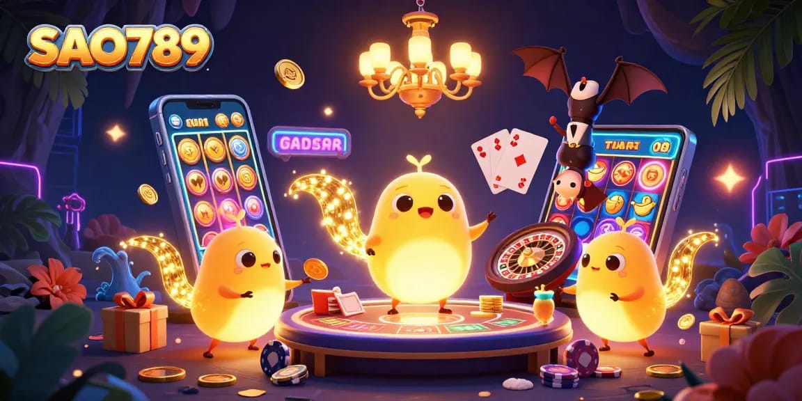 SAO789 players enjoy exciting casino games with glowing glowworms illuminating the action.