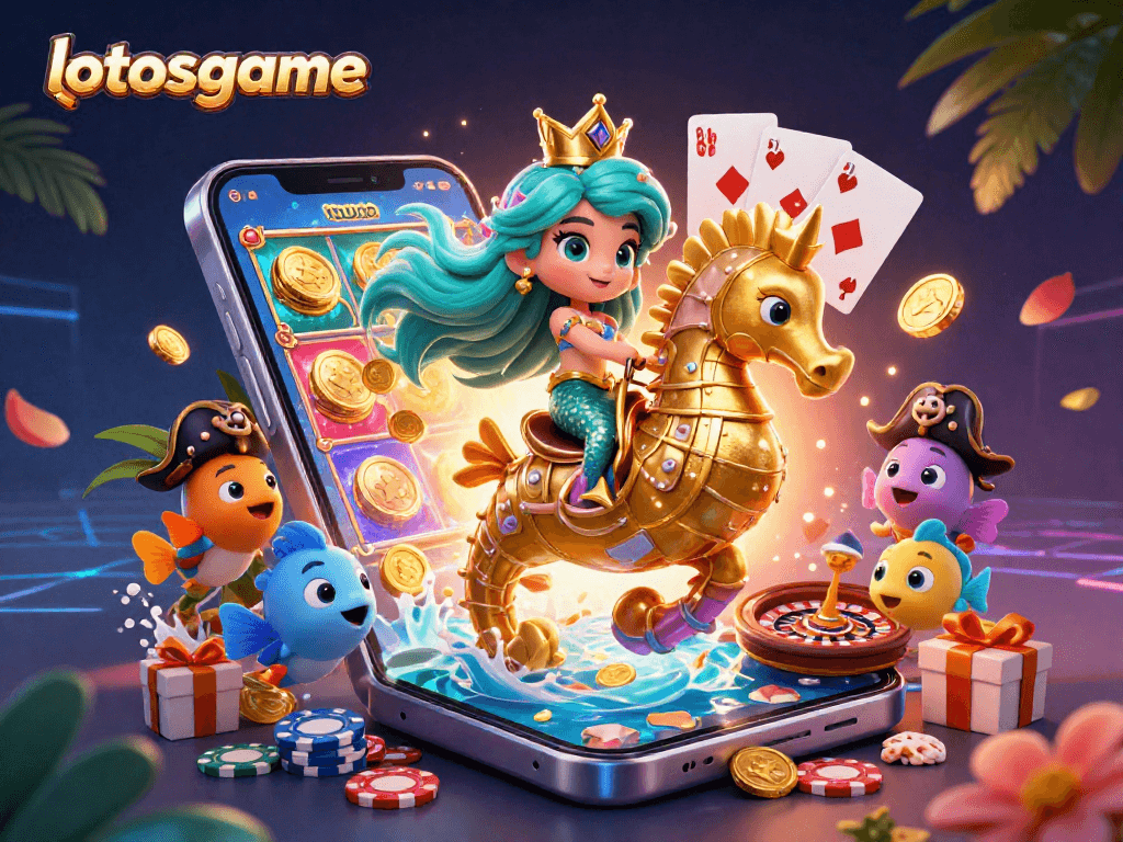 Experience thrilling gameplay with lotosgame as characters spin slots and win riches!