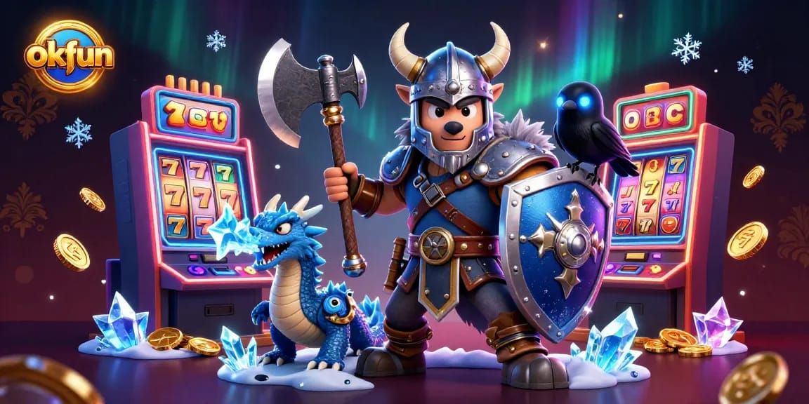 Spin the reels of okfun's engaging slots, featuring colorful 3D elements and dynamic characters.