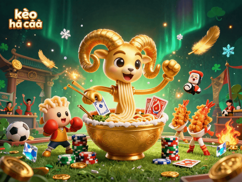 Engage with kèo nhà cái in this vibrant 3D illustration featuring sports-themed characters and betting elements.