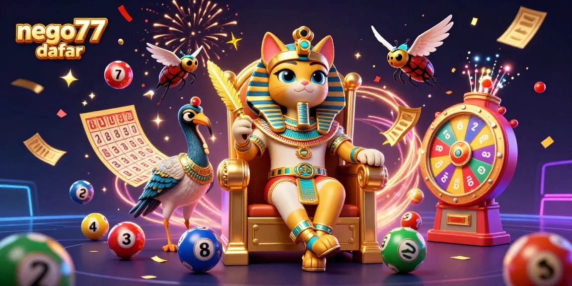 Experience the excitement of nego77 daftar with this vibrant 3D casino-themed illustration.