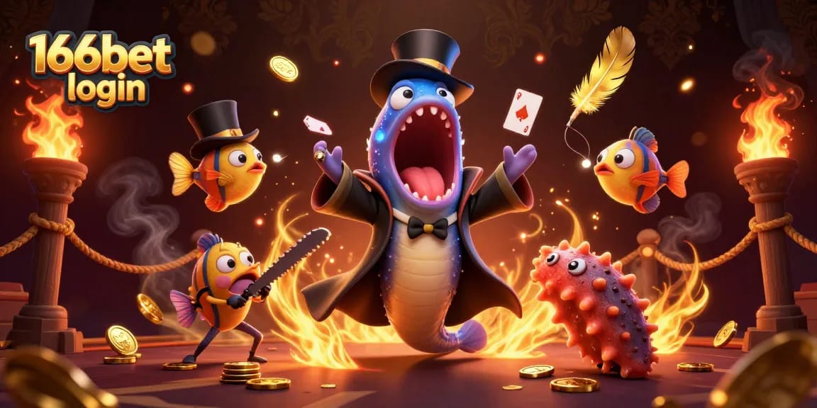 Experience the excitement of 166bet login as the deep-sea characters perform magical games in a vibrant casino.