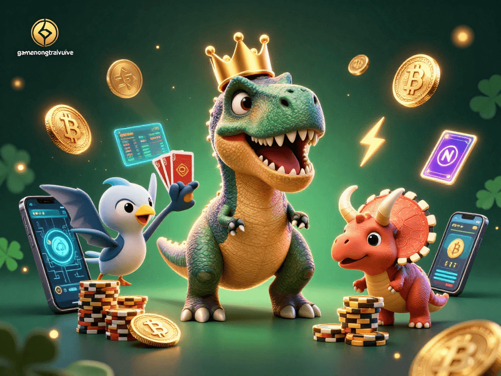 Experience the excitement of gamenongtraivuive as casino characters shuffle cards and stack chips.