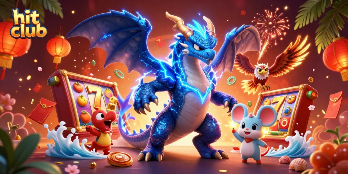 Join the hit club with thrilling slot reels and lively characters in this vibrant casino scene.