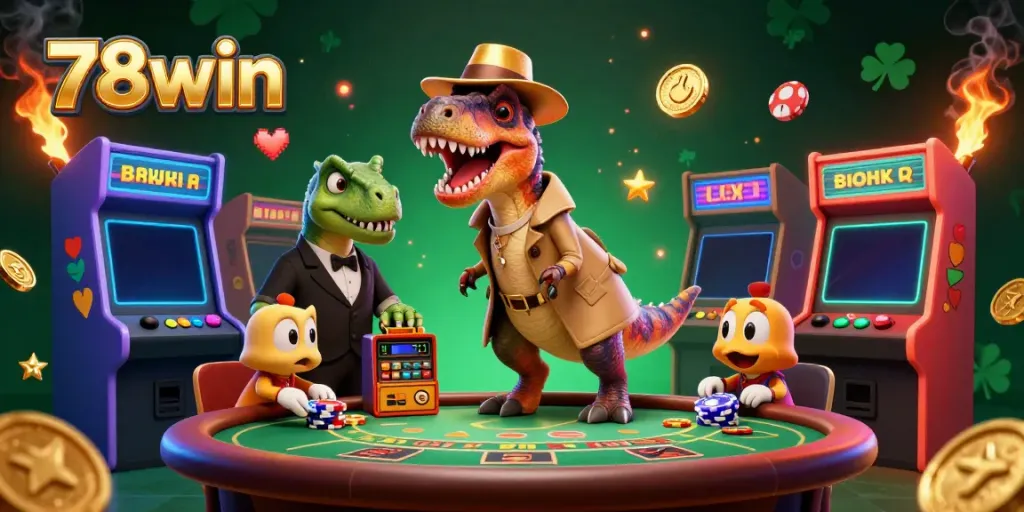 Experience lively interactions at 78win's mega blackjack scene filled with vibrant casino elements.