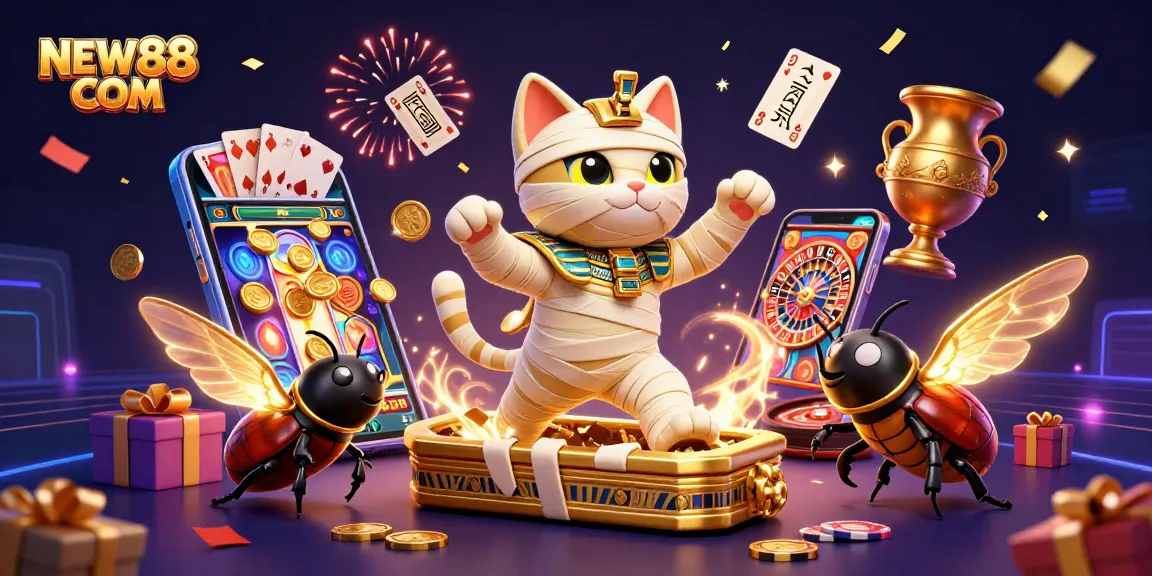 Experience thrilling gameplay at NEW88 COM with our vibrant 3D illustration of a casino scene.