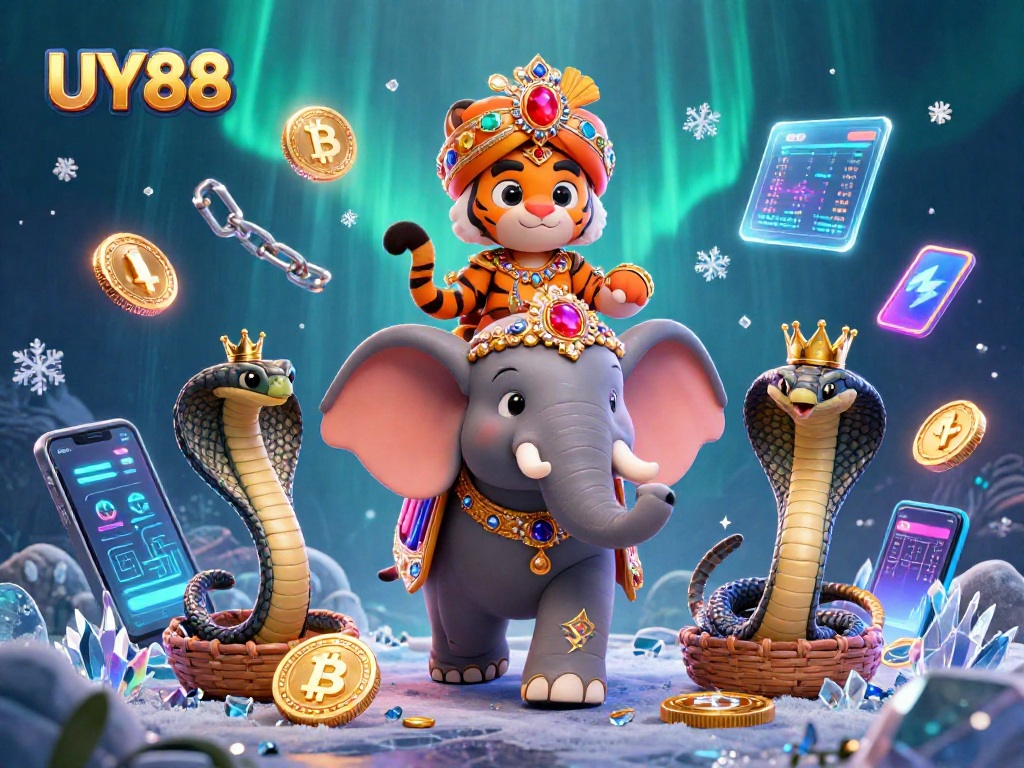 Experience winning with UY88 in a vibrant, ultra-detailed 3D online casino illustration.