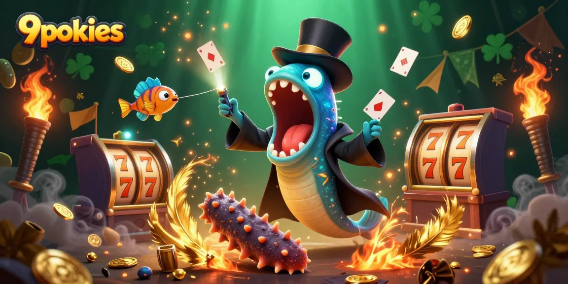 Engage with 9pokies gameplay featuring a magical underwater scene with vibrant characters and casino elements.