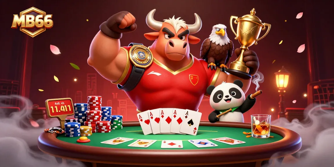 Engage with MB66 and win big at the poker table amidst a vibrant 3D casino scene.