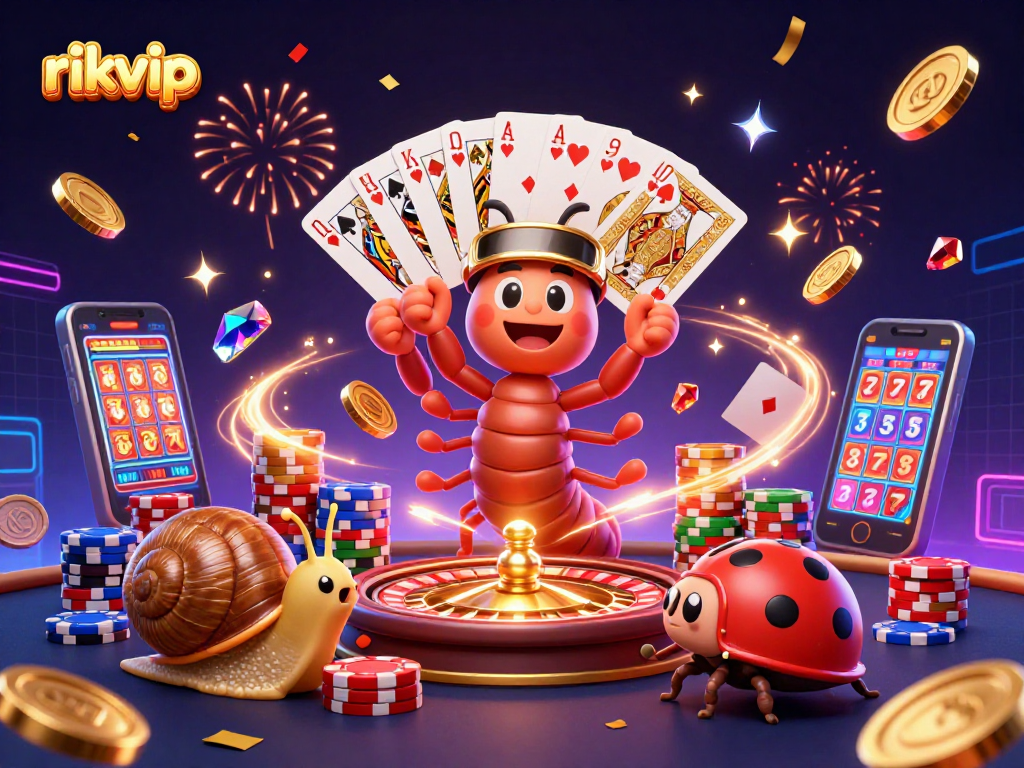 Experience thrilling moments with rikvip's vibrant casino scene, featuring a dynamic millipede dealer.