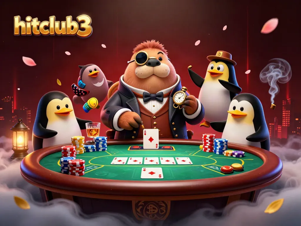 hitclub3 offers a vibrant underwater poker game scene with unique characters and rich casino elements.