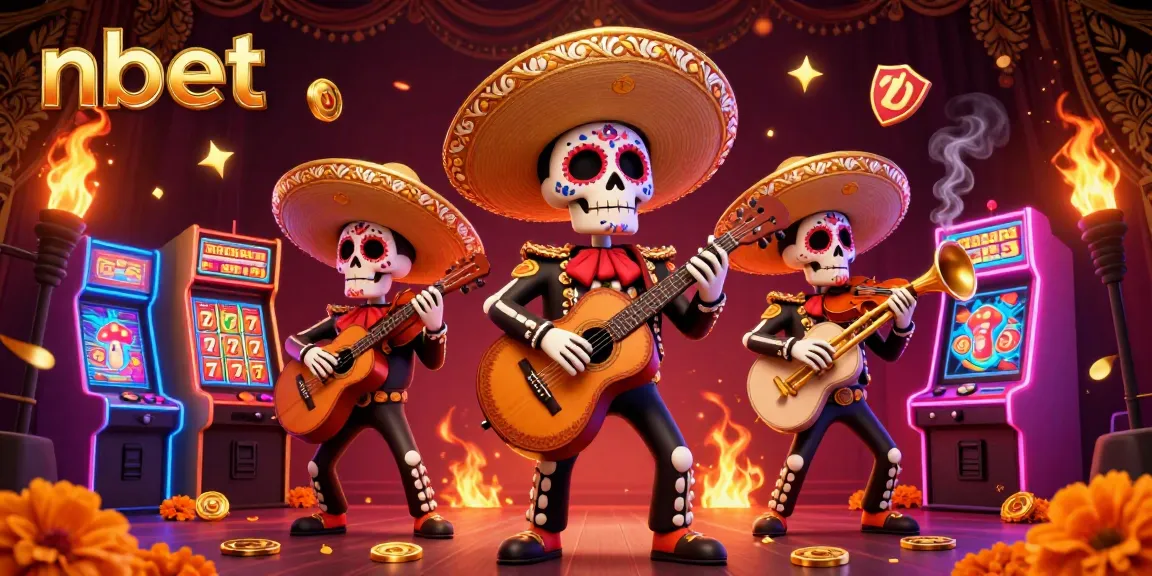 Experience the excitement of nbet with vibrant casino-themed 3D illustration featuring mariachi characters.
