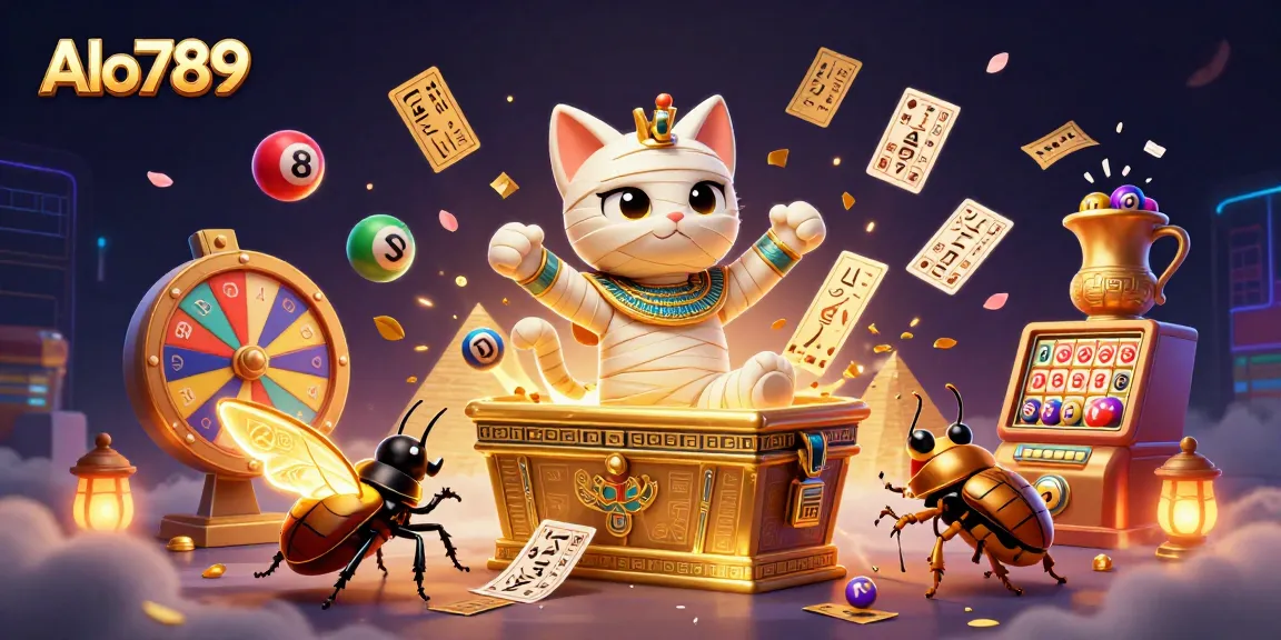 Alo789 illuminates the vibrant world of online gambling with a dynamic 3D scene filled with thrilling game elements.