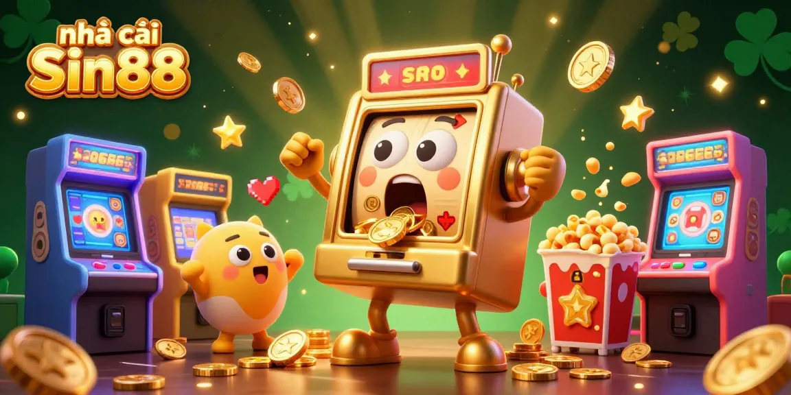 Spin the golden slot machine at nhà cái Sin88 as coins cascade triumphantly from its jackpot!