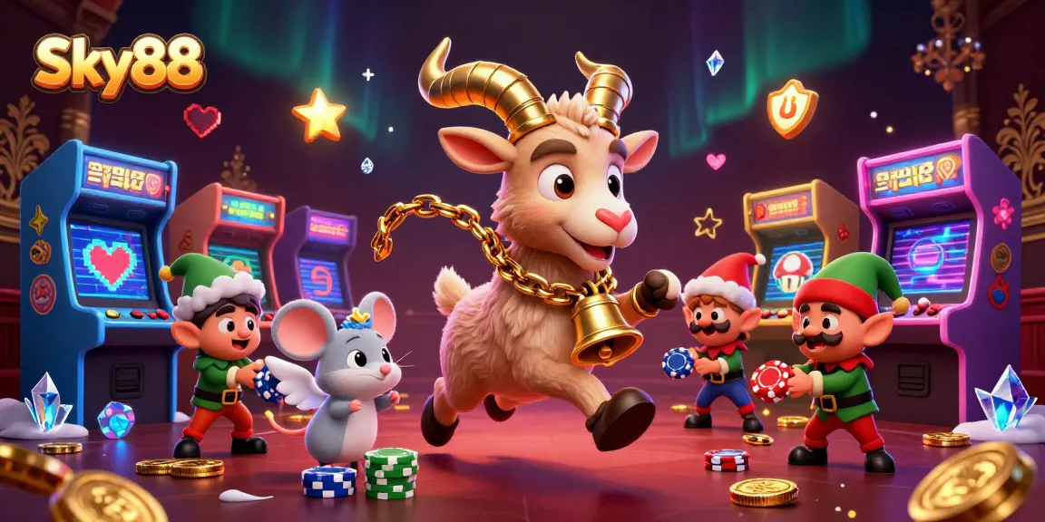 Experience thrilling gameplay at Sky88 with engaging characters in a festive casino setting.