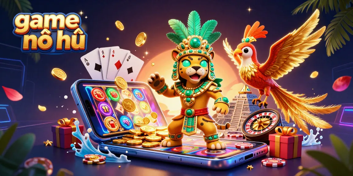 Experience the excitement of game nổ hũ with vibrant slots in this dynamic casino illustration.