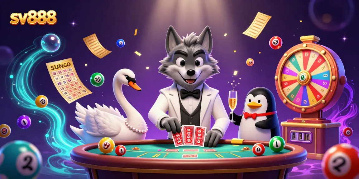 Experience thrilling gaming at sv888 with a lively baccarat table and vibrant casino elements.